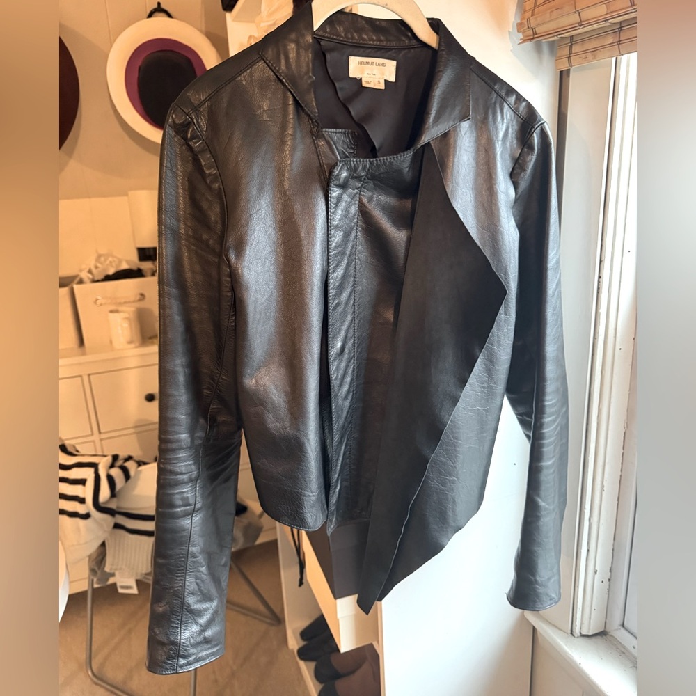 Vintage Helmut Lang asymmetrical leather jacket